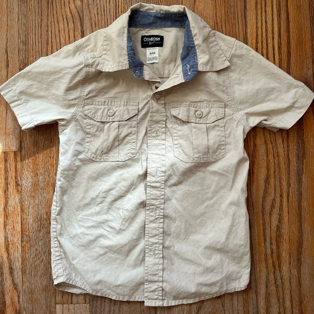 Oshkosh beige short sleeve shirt for toddler boy